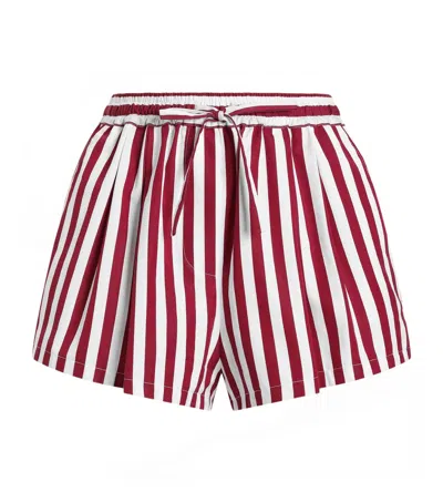 Dolce & Gabbana Dolce&gabbana Cotton-silk Stripe High-cut Shorts In Red