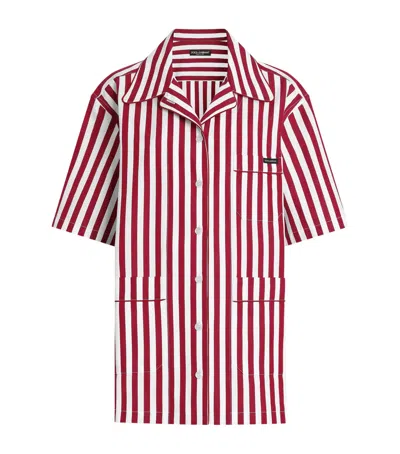Dolce & Gabbana Dolce&gabbana Cotton-silk Stripe Oversized Shirt In Red