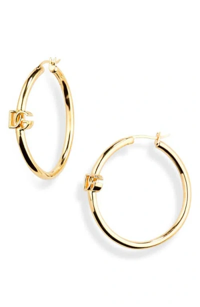 Dolce & Gabbana Dolce&gabbana Creole Dg Logo Hoop Earrings In Gold