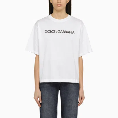 Dolce & Gabbana Dolce&gabbana White Crew Neck T Shirt With Logo In Cotton