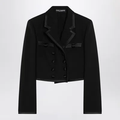 DOLCE & GABBANA DOLCE&GABBANA CROPPED DOUBLE BREASTED BLACK JACKET