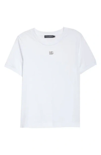 Dolce & Gabbana Dolce&gabbana Crystal Dg Logo Graphic Tee In White