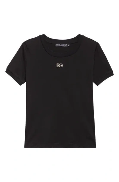 Dolce & Gabbana Dolce&gabbana Crystal Dg Logo Graphic Tee In N0000 Black