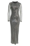 Dolce & Gabbana Dolce&gabbana Crystal Embellished Long Sleeve Gown In S0998 Argento