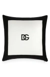 Dolce & Gabbana Dolce&gabbana D&g Logo Cotton Gabardine Accent Pillow In White
