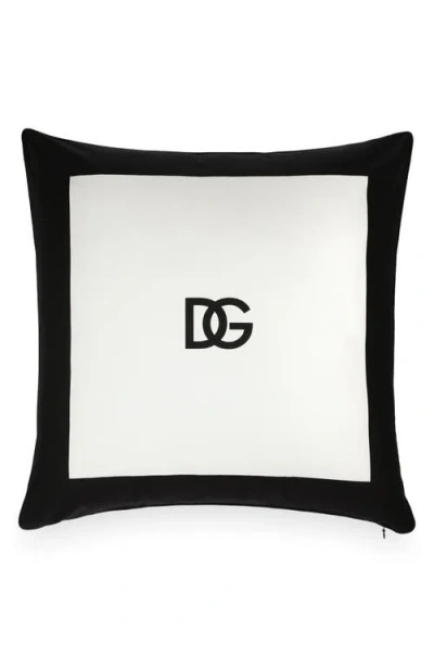 Dolce & Gabbana Dolce&gabbana D&g Logo Cotton Gabardine Accent Pillow In White