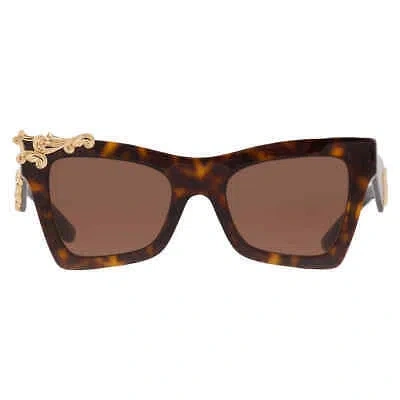 Pre-owned Dolce & Gabbana Dolce And Gabbana Dark Brown Butterfly Ladies Sunglasses Dg4434 502/73 51