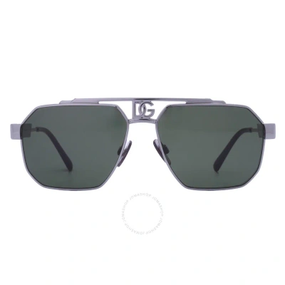Dolce & Gabbana Dolce And Gabbana Dark Green Navigator Men's Sunglasses Dg2294 04/71 59 In Dark / Green / Gun Metal / Gunmetal