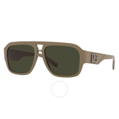 Dolce & Gabbana Dolce And Gabbana Dark Green Pilot Men's Sunglasses Dg4403 332982 58 In Dark / Green / Khaki