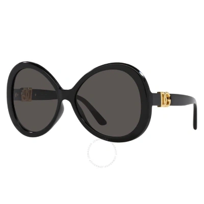 Dolce & Gabbana Dolce And Gabbana Dark Grey Oval Ladies Sunglasses Dg6194u 501/87 60 In Black / Dark / Grey