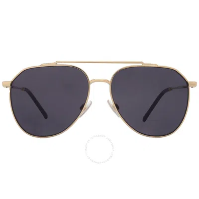 Dolce & Gabbana Dolce And Gabbana Dark Grey Pilot Men's Sunglasses Dg2296 02/87 58 In Gold