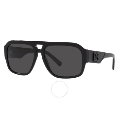 Dolce & Gabbana Dolce And Gabbana Dark Grey Pilot Men's Sunglasses Dg4403f 501/87 58 In Black / Dark / Grey