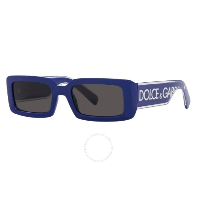 Dolce & Gabbana Dolce And Gabbana Dark Grey Rectangular Ladies Sunglasses Dg6187 309487 53 In Blue / Dark / Grey