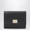 Dolce & Gabbana Black Dauphine Leather Wallet With Logo Plaque In Black