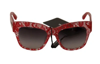 Pre-owned Dolce & Gabbana Dolce&gabbana Dg 4231f Women Red White Sunglasses Acetate Floral Lace Eyeglasses In Black