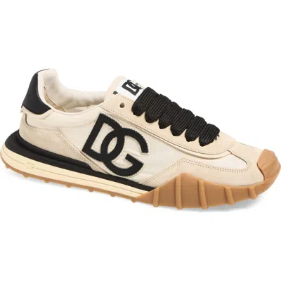 Dolce & Gabbana Dg Athletic Black Low Top Sneakers With Logo Patch On The Tongue And Maxi Logo On The Side In Suede 
