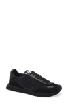 Dolce & Gabbana Round Toe Leather Sneakers With Suede Accents In Black