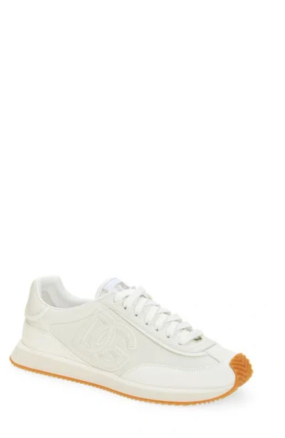 Dolce & Gabbana Men White Low Top Sneakers With Logo Patch On Tongue And Side In Leather Man