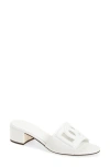 Dolce & Gabbana White Mules With Low Heel And Dg Millennials Detail In Smooth Leather Woman In 80001 Bianco