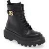 Dolce & Gabbana Dolce&gabbana Black Leather Lace Up Boot In Nero