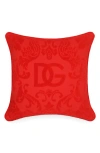 Dolce & Gabbana Dolce&gabbana Dg Logo Cotton Terry Cloth Outdoor Accent Pillow In Red