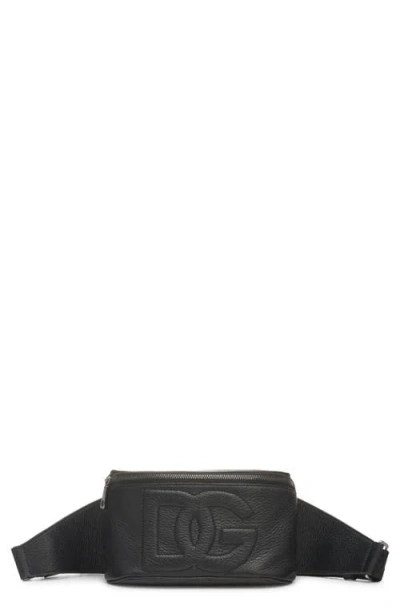 Dolce & Gabbana Dolce&gabbana Dg Logo Deerskin Leather Belt Bag In Nero