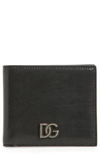 Dolce & Gabbana Storm Calfskin Wallet In Black