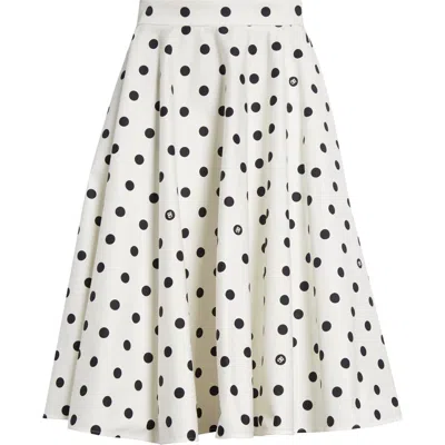 Dolce & Gabbana Polka-dot Cotton-drill Midi Skirt In Bianco
