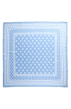 Dolce & Gabbana Silk Twill Foulard With All-over Dg Logo Print (90x90) In Light Blue