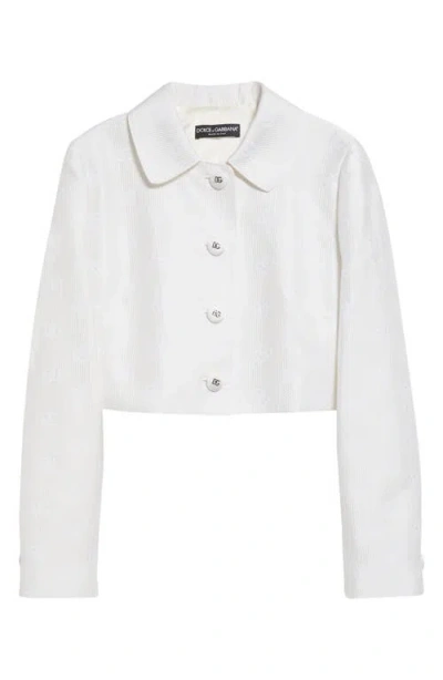 DOLCE & GABBANA DOLCE&GABBANA DG LOGO QUILTED JACQUARD CROP JACKET