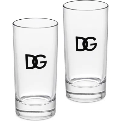Dolce & Gabbana Dolce&gabbana Dg Logo Set Of 2 Drinking Glasses In Clear