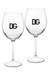 Dolce & Gabbana Logo-print Set Of Two Wine Glasses In Natural