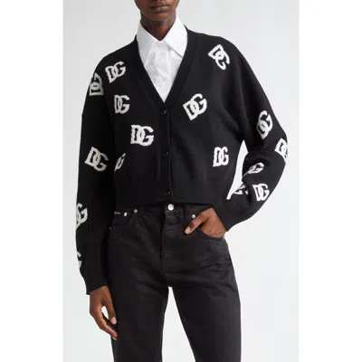 DOLCE & GABBANA DOLCE&GABBANA DG LOGO VIRGIN WOOL CROP CARDIGAN