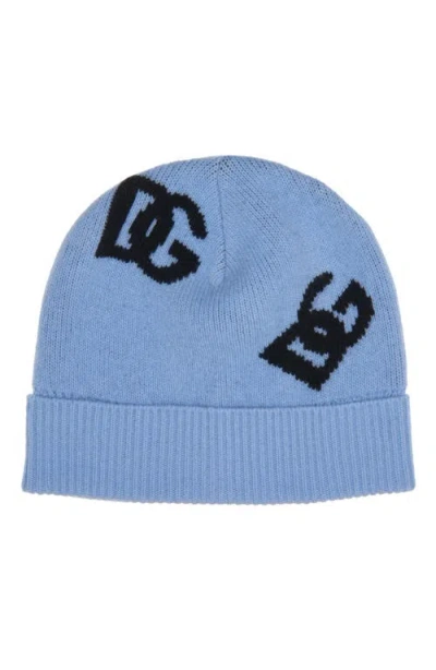 Dolce & Gabbana Dg Logo Beanie In B0143 Very Light Blue