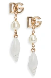 Dolce & Gabbana Dolce&gabbana Dg Shell Drop Earrings In Zoo00 Oro