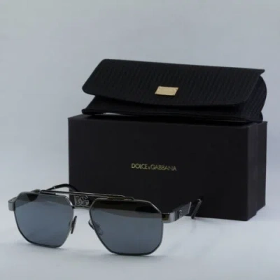 Pre-owned Dolce & Gabbana Dolce&gabbana Dg2294 04/6g Gunmetal/light Gray Mirrored Black 59-15-145 Sungl...