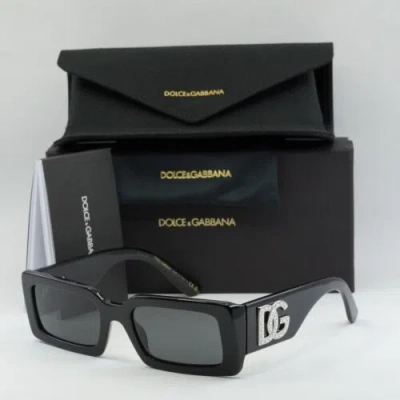 Pre-owned Dolce & Gabbana Dolce&gabbana Dg4447b 335587 Shiny Black/dark Gray 53-20-140 Sunglasses