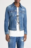 Dolce & Gabbana Blue Jacket With Classic Collar And Rips In Denim Stretch Man In S9001 Variante Abbinata