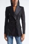 Dolce & Gabbana Branded Stretch Lace Turlington Blazer In Black