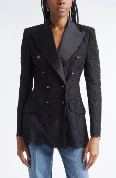 DOLCE & GABBANA DOLCE&GABBANA DOUBLE BREASTED FLORAL LACE JACKET