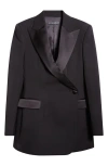 Dolce & Gabbana Dolce&gabbana Double Breasted Gabardine Tuxedo Jacket In N0000 Nero