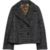 Dolce & Gabbana Short Double-breasted Checked Coat Dolce E Gabbana In Black