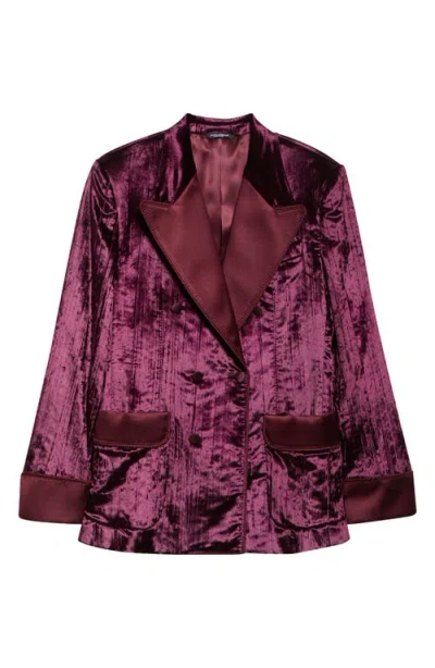 Dolce & Gabbana Dolce&gabbana Double Breasted Velvet Jacket In F0130 Melanzana Scurissimo