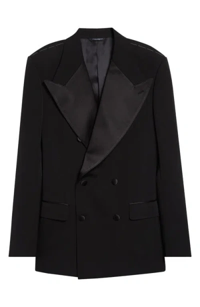 DOLCE & GABBANA DOLCE&GABBANA DOUBLE BREASTED VIRGIN WOOL & SILK BLEND BLAZER