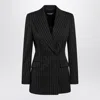 Dolce & Gabbana Pinstriped Wool Double-breasted Jacket In Black