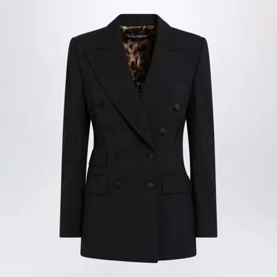 Dolce & Gabbana Doublebreasted Virgin Wool Jacket In Black