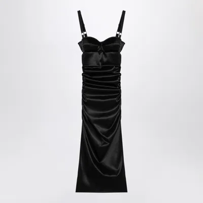 DOLCE & GABBANA DOLCE&GABBANA DRAPED BLACK DRESS WITH BRA DETAIL