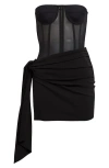 Dolce & Gabbana Draped Bustier Minidress In Black