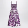 Dolce & Gabbana Dress With Purple Majolica Print In Cotton Poplin
