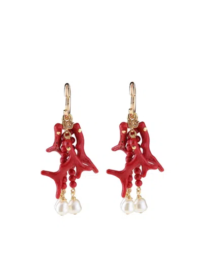 DOLCE & GABBANA DOLCE AND GABBANA EARRINGS WITH CORAL BRANCHES
